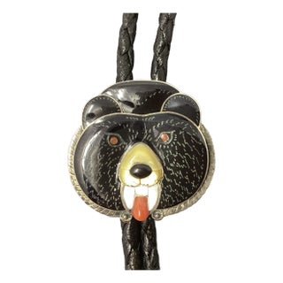 Bernice Leekity, Zuni, Delightful "Baby Bear" Bolo Tie or Necklace. Signed on Back. For Sale