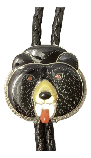 Bernice Leekity, Zuni, Delightful "Baby Bear" Bolo Tie or Necklace. Signed on Back.