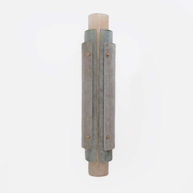 Mid-Century Modern Murano Scavo Glass Wall Lamps with Brass Details, 2000, Set of 2 For Sale - Image 3 of 11