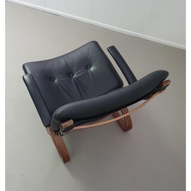 Black Scandinavian Black Leather Lounge Chairs, Set of 2 For Sale - Image 8 of 14