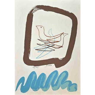 Marcello Pirro, Pigeons, Lithograph, 1970s For Sale