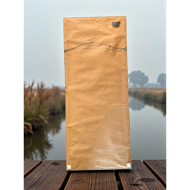 Mid Century Japanese Crane Fiber Art Wall Panel-Framed-Textural Natural Collage For Sale - Image 10 of 10