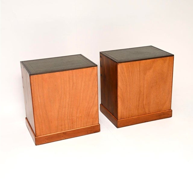 Brown Antique Yew Wood Bedside Tables, 1930, Set of 2 For Sale - Image 8 of 11