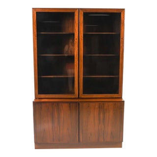 Mid 20th Century Danish Modern Rosewood Hutch Bookcase by Omann Jun, Model 10 | Glass Doors For Sale