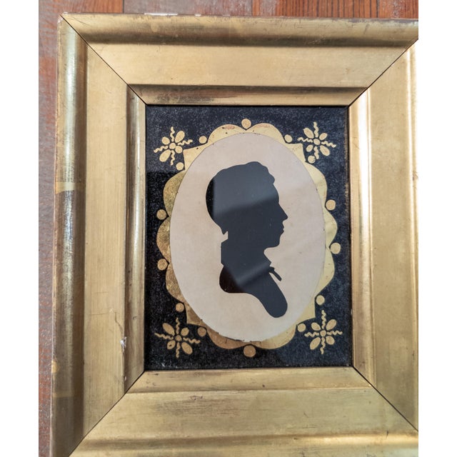 American 19th Century Silhouette Portrait of a Young Man in Lemon Gold Frame For Sale - Image 3 of 10