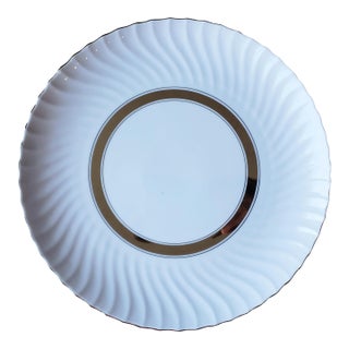 Mid 20th Century Platinum White Chop Plate Round Platter by Wentworth | Mid Century For Sale