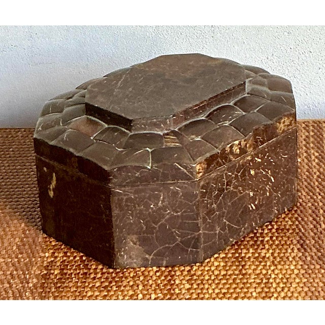 Vintage Boho Quilted Pen Shell Box For Sale - Image 4 of 9