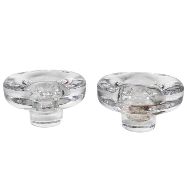 Mod style crystal candlesticks designed by Jens Quistgaard, made in Japan, circa 1970's. Bith are in excellent original,...