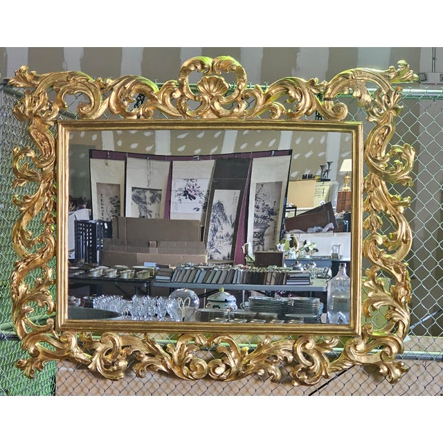 19th Century Rococo Style Giltwood Foliate Ornate Large Wall Mirror For Sale - Image 11 of 11
