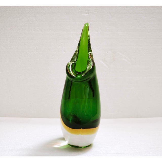 Green Large Murano Sommerso Teardrop Art Glass Vase from Cenedese, Italy, 1970s For Sale - Image 8 of 18