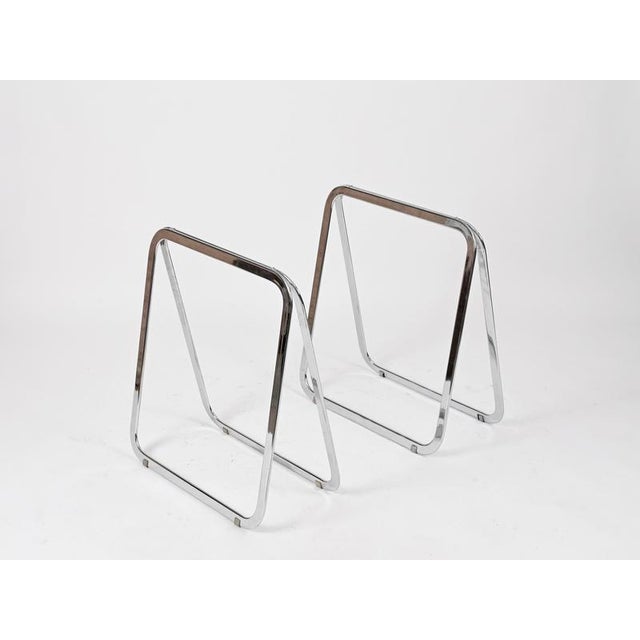 Italian Tubular Chromed Steel Trestles, 1970s, Set of 2 For Sale - Image 9 of 18