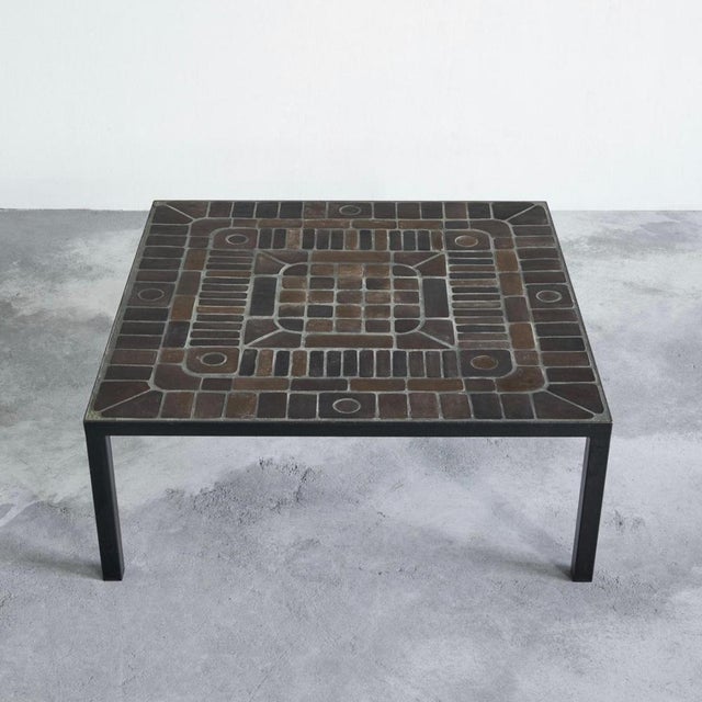 Coffee table in ceramic tiles and metal, Belgium, 1960s. This is a truly wonderful mid-century coffee table in ceramic...