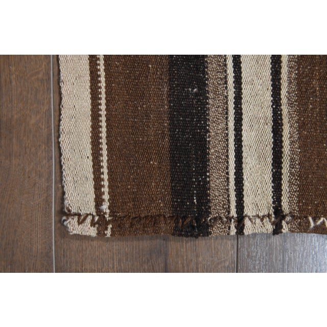 Islamic 1970s Vintage Handmade Wool Cotton Brown Runner Rug For Sale - Image 3 of 11
