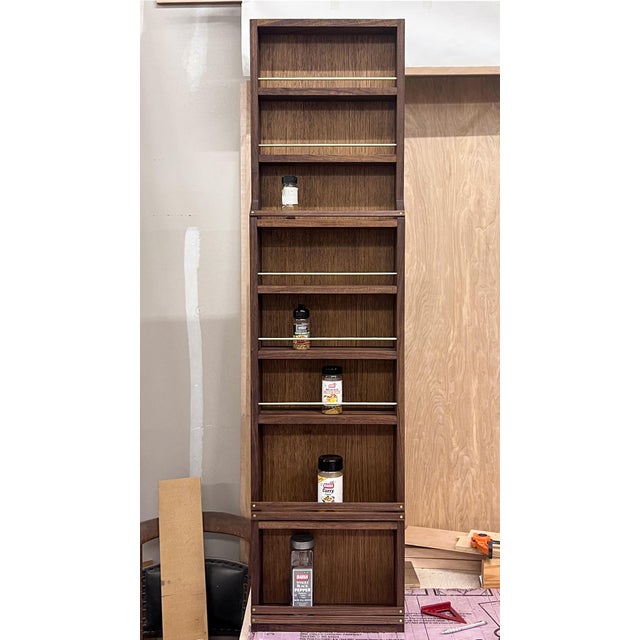 Brass Mid-Century Modern Walnut Spice Rack For Sale - Image 8 of 9
