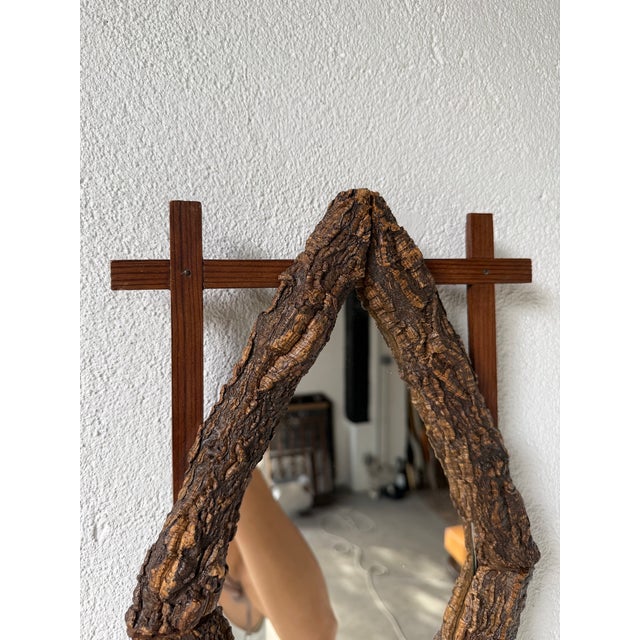 Antique Folk Art Rustic Wooden Mirror, 1900 For Sale - Image 16 of 18