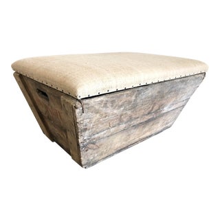 Antique European Champagne Crate Ottoman For Sale