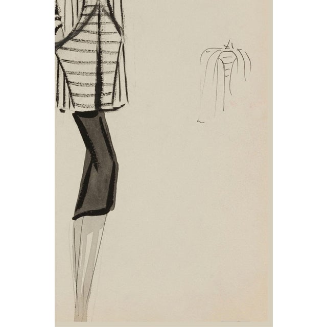 Paper Vintage French Fashion Art Print – Black and White Fashion Illustration, 30" X 40" For Sale - Image 7 of 8