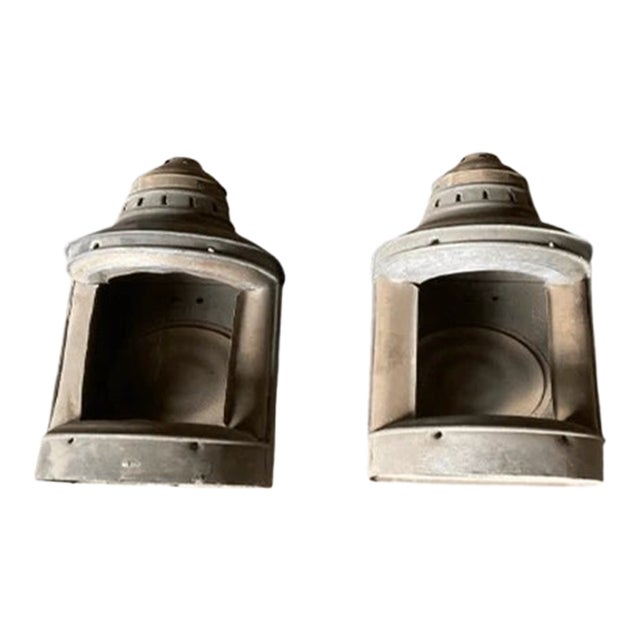 Antique Industrial Style Wall Lantern Frame - a Pair For Sale