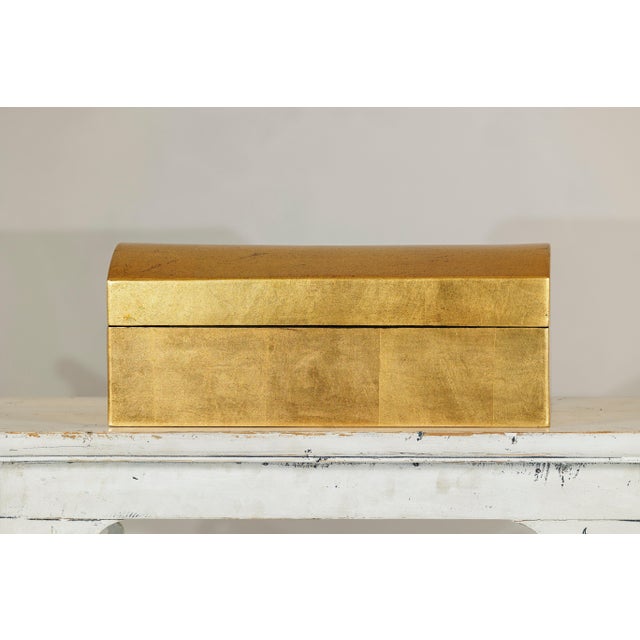 Gold Gold Gilt Wooden Decorative Treasure Box with Gently Arched Lid For Sale - Image 8 of 18
