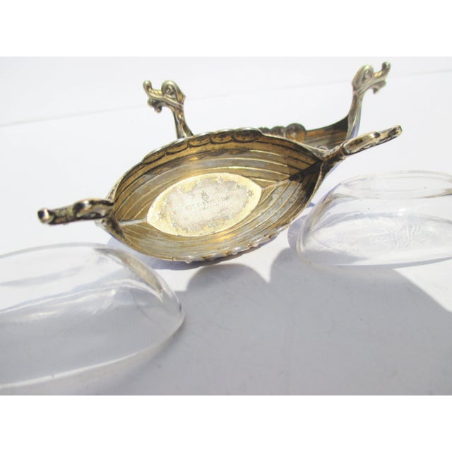1930s Sterling and Cobalt Norwegian Salt Cellars - a Pair of 2 For Sale - Image 5 of 8