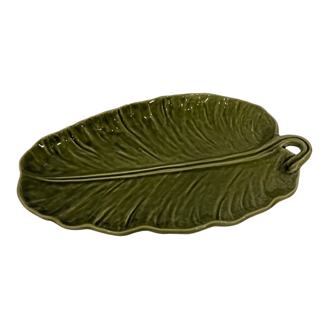 Late 20th Century Banana Leaf Tray/Platter by Newworth Olfaire Majolica, Made in Portugal For Sale