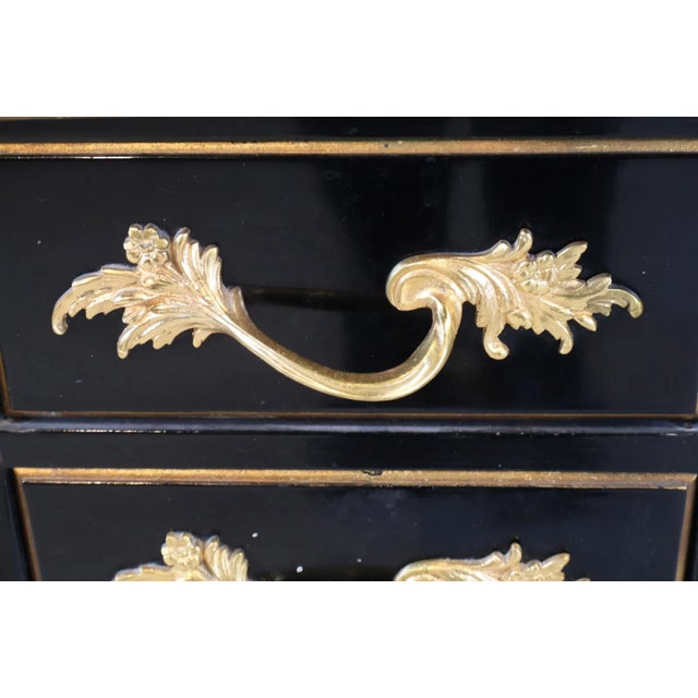 Wood French Louis XV Black Ebonized Bureau Desk With Leather Top by Bodart For Sale - Image 7 of 10