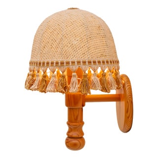 Large Scandinavian Pine Sconce, 1970s For Sale