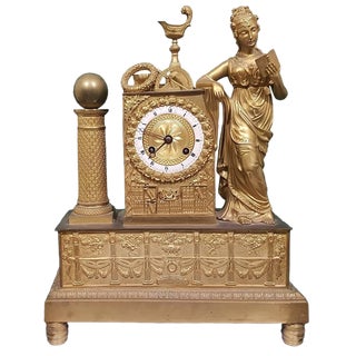 19th Century French Gold-Plated Bronze Shelf Clock For Sale