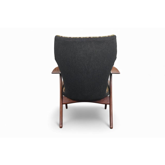 Textile Mid 20th Century Attributed to Kurt Østervig Atomic Wingback Lounge Chair in Afromosia For Sale - Image 7 of 11