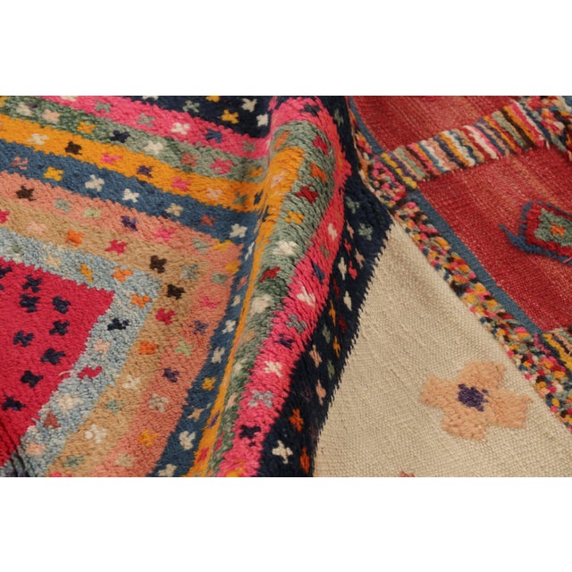 Textile Vintage Persian Gabbeh Rug, Vibrant Medallions in High-Low Pile - Rug & Kilim For Sale - Image 7 of 8