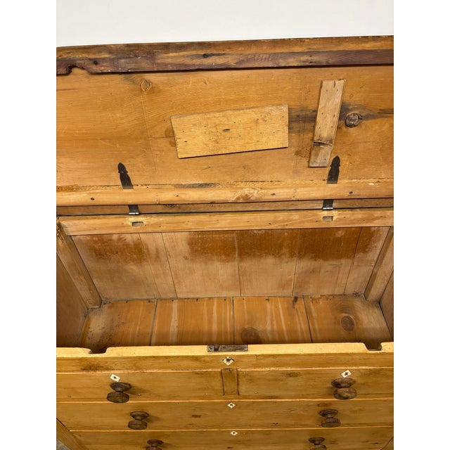 Antique English Pine Linen Box Chest of Drawers For Sale - Image 4 of 10