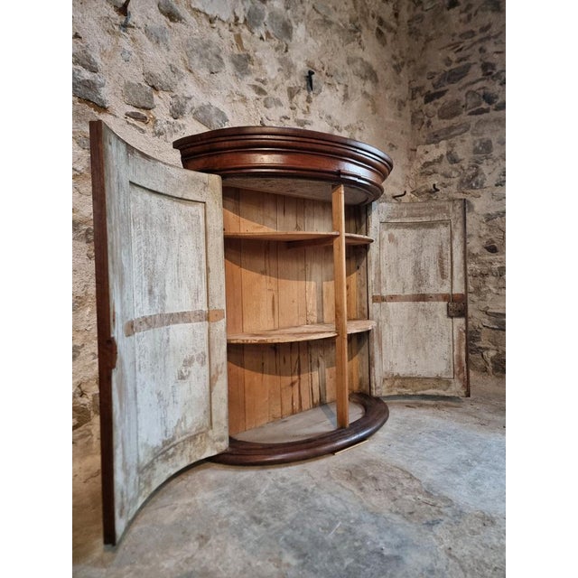 Antique French Château Walnut Demi-Lune Cabinet, Late 18th Century For Sale - Image 4 of 18