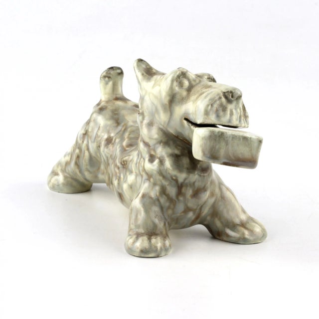 Faience figurine - Scotch Terrier business card holder. Model of the Kuznetsov factory.