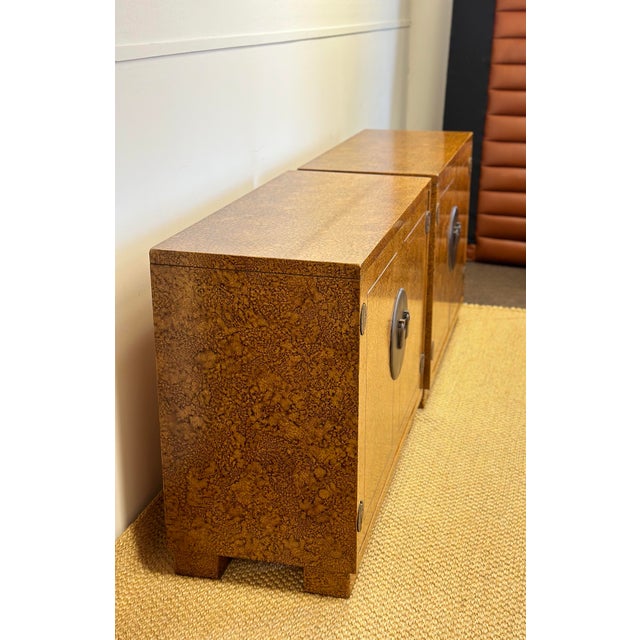 Chinoiserie 1970s Hollywood Regency Century Furniture Faux Tortoise Cabinets – a Pair For Sale - Image 3 of 11