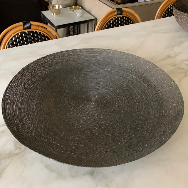 Gray Roost Large Grey Wire With Gold Flecks Shallow Bowl For Sale - Image 8 of 9