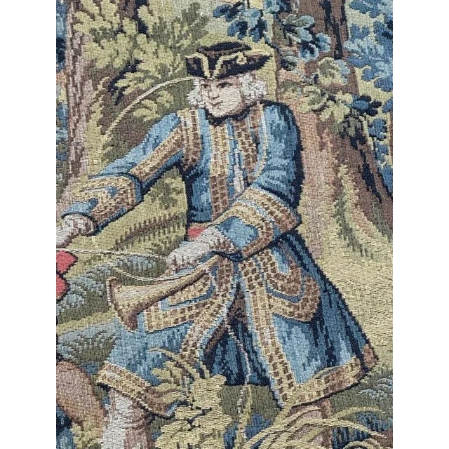 Brown Vintage French Aubusson Style Jacquard Hunting with Hounds Tapestry, 1970s For Sale - Image 8 of 18