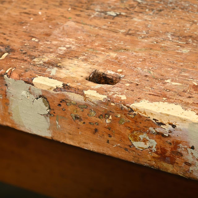 Vintage Industrial Rustic Carpenter's Workbench in Wood, 1950s For Sale - Image 16 of 18