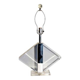 George Bullio Hollywood Regency Diamond Lucite Mirrored Lamp For Sale