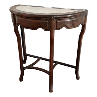 Vintage Marble Insert Demilune Table For Sale