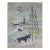 Mid Century Gray Blue and Yellow Longhorns & Oil Wells Serigraph For Sale