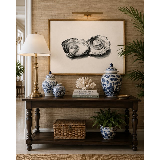 Two Opened Oysters, Vintage Natural History Shell Study, 48" X 32" For Sale - Image 9 of 12