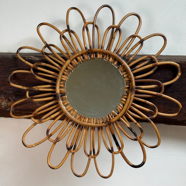 Vintage Rattan Sun Mirror, 1950s For Sale - Image 4 of 12