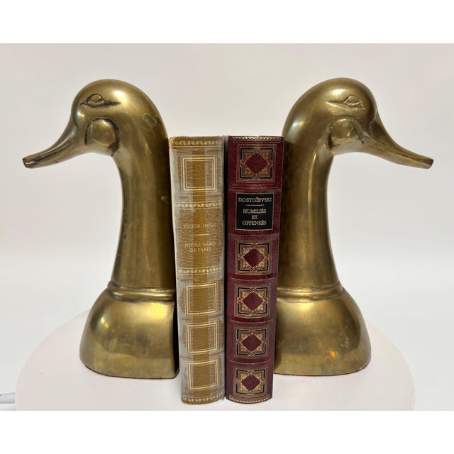 Maison Jansen Vintage Brass Duck Head Bookends Hollywood Regency Circa 1950 For Sale - Image 4 of 8