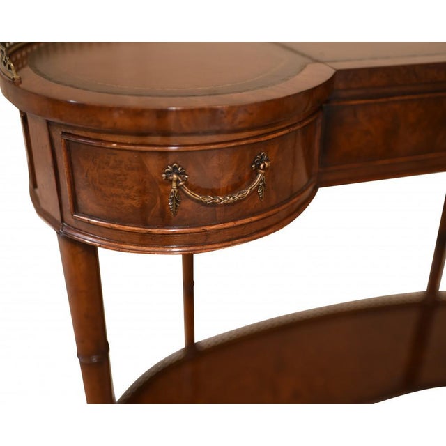 Metal Regency Walnut Kidney Desk For Sale - Image 7 of 12
