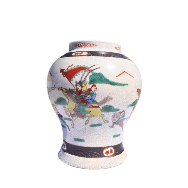 Chinese Wucai Warrior Jar For Sale In San Diego - Image 6 of 13
