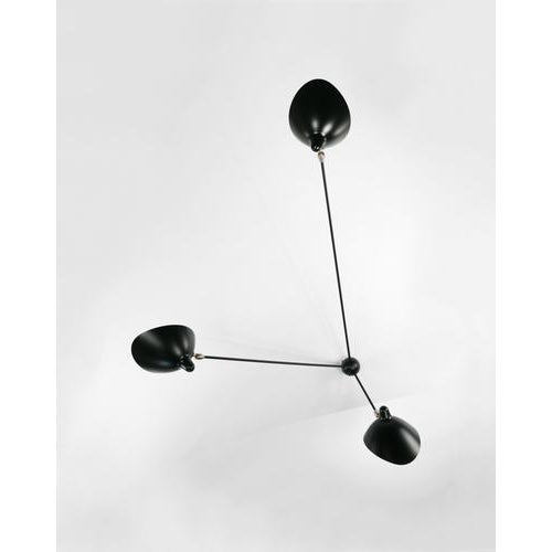 Mid-Century Modern Black Three Fixed Arms Spider Ceiling Lamp by Serge Mouille For Sale - Image 3 of 9