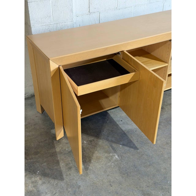 In Style of Skovby Blonde Maple 3-Door Сredenza With Hidden Drawer Danish Vintage Design For Sale - Image 9 of 12