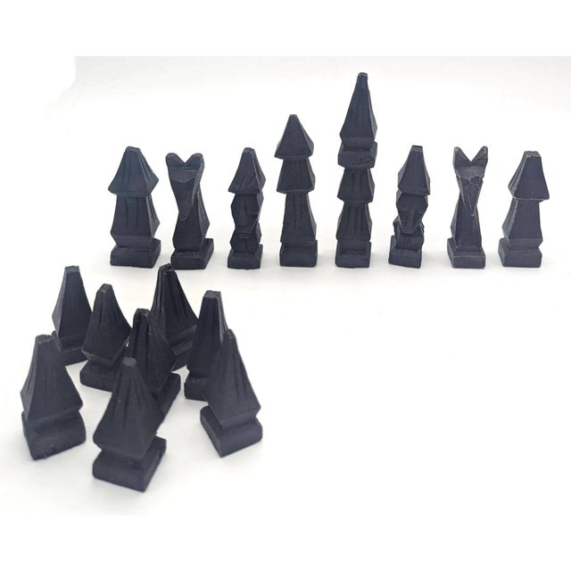African Carved Chess Pieces, Set of 33 For Sale - Image 11 of 14