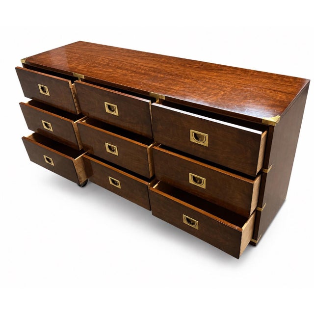 Vintage Campaign Lowboy by Henredon For Sale In Chicago - Image 6 of 8