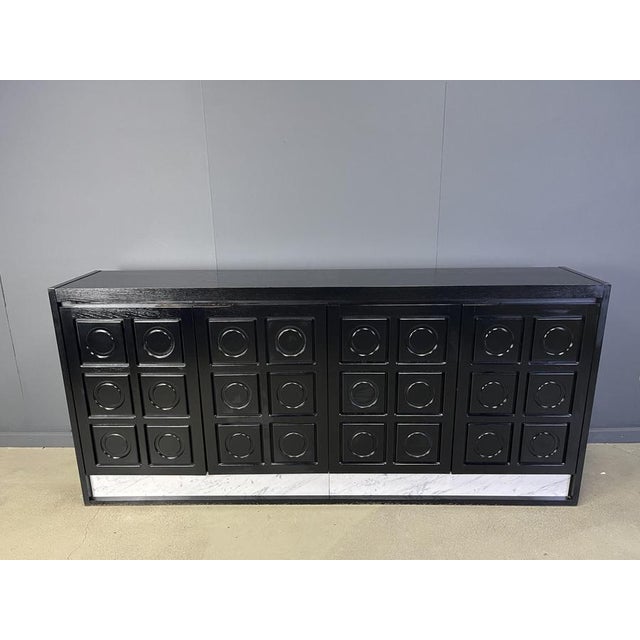 Brutalist Black Credenza, 1970s For Sale - Image 4 of 14